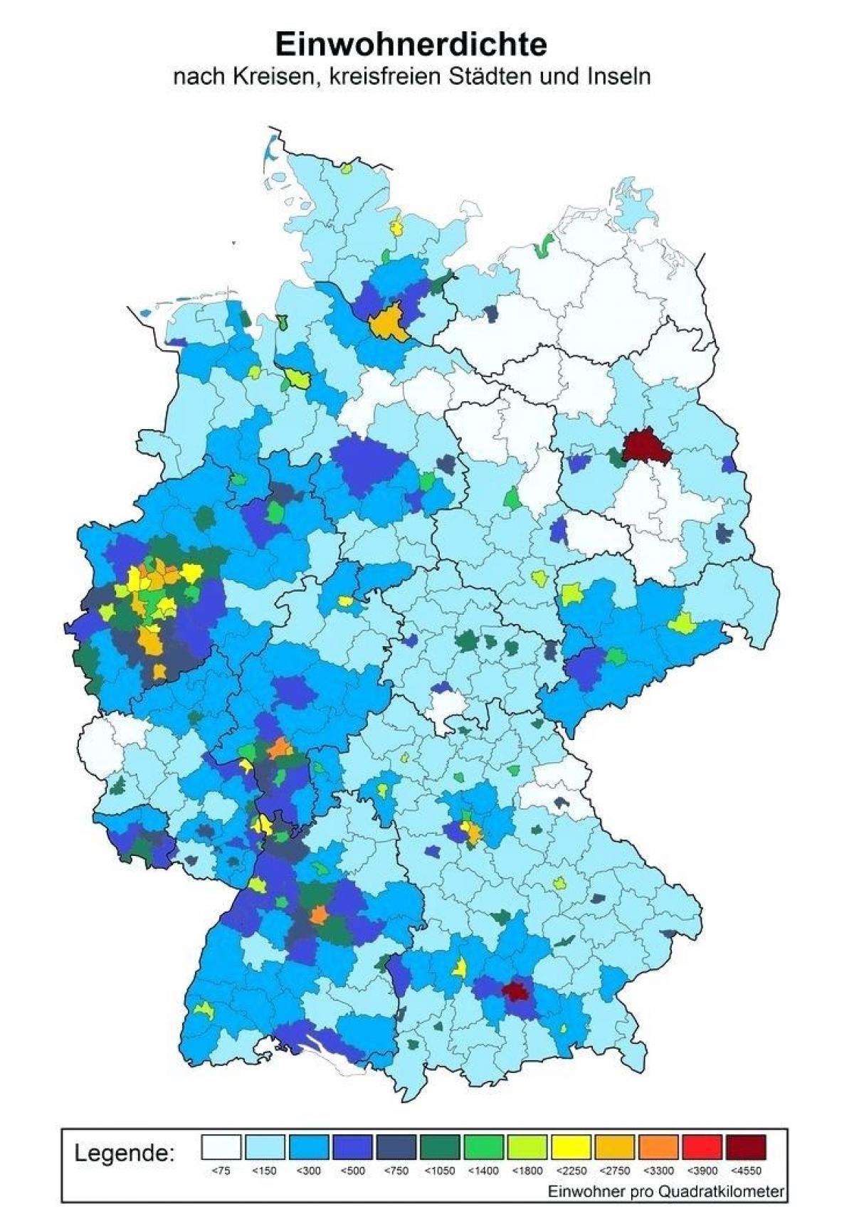 Mapa de densidade da Alemanha