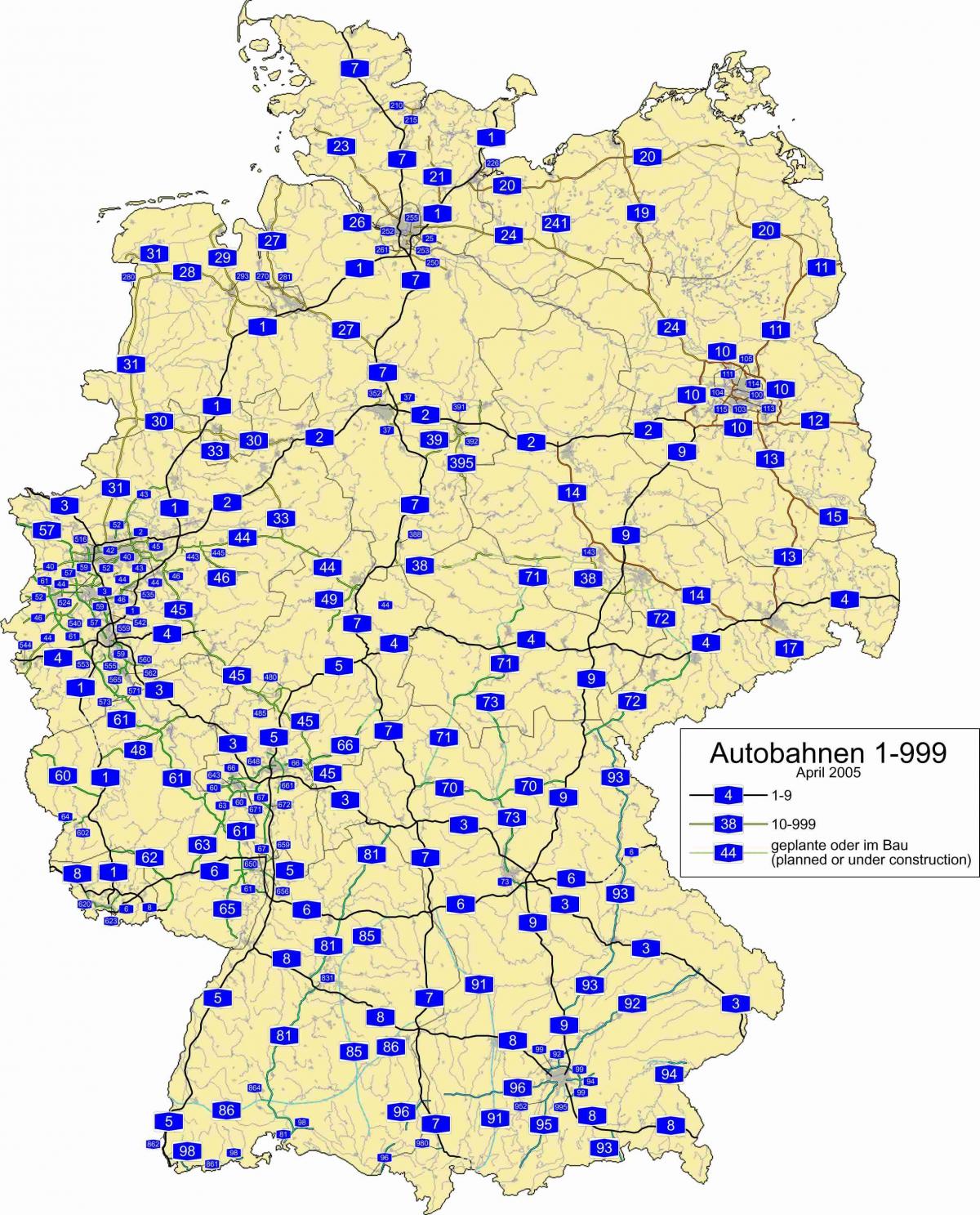 Mapa das auto-estradas da Alemanha